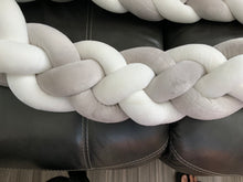 Load image into Gallery viewer, 4 strand knotted braided crib bumper for infants