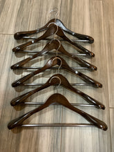 Load image into Gallery viewer, Extra wide shoulder wooden hangers with non slip pants bar (set of 11)