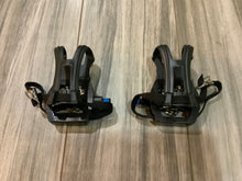 Load image into Gallery viewer, Exercise bike SPD pedals with toe clip and straps
