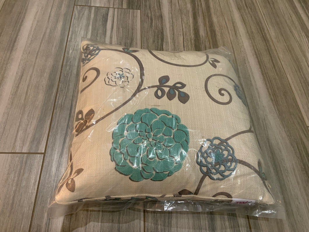 White and blue fabric pillow