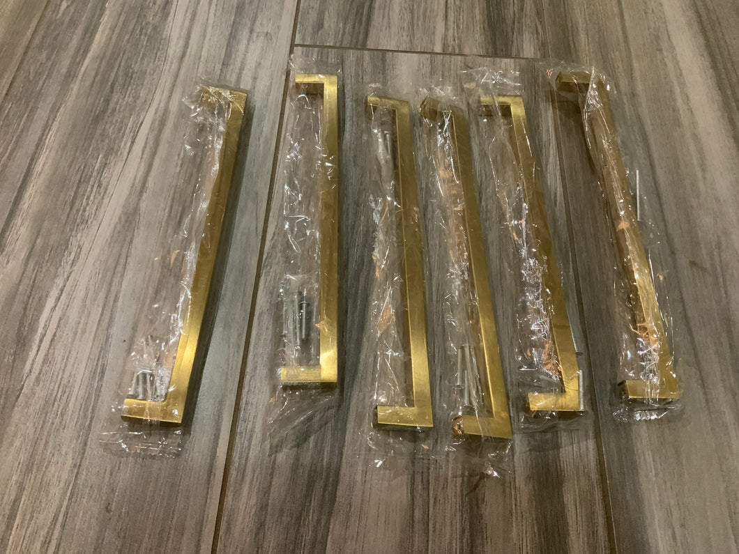 10” Brushed brass cabinet hardware (6 included)