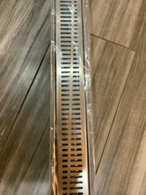 Load image into Gallery viewer, 36” linear shower drain with removable wave pattern grate
