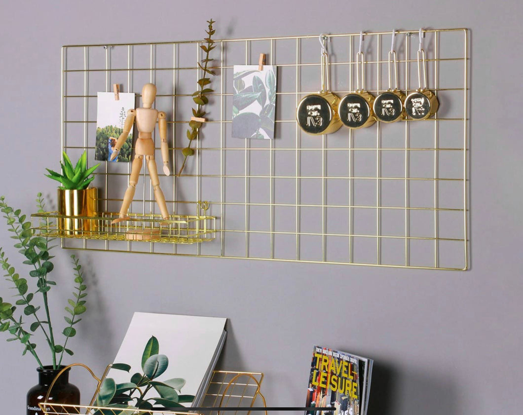 Gold wall grid panel for organizing