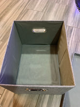 Load image into Gallery viewer, Foldable linen fabric storage box with lid and metal handles
