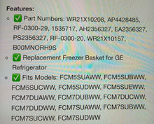 Load image into Gallery viewer, GE refrigerator freezer basket
