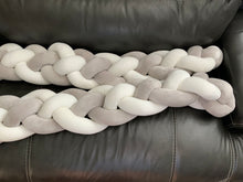 Load image into Gallery viewer, 4 strand knotted braided crib bumper for infants
